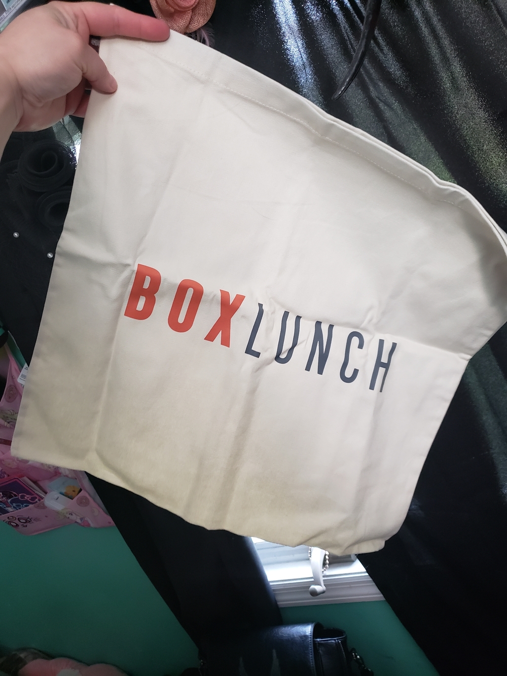 Cream Canvas Box Lunch To Keep Purse/bag Clean With Drawstrings Perfect Con